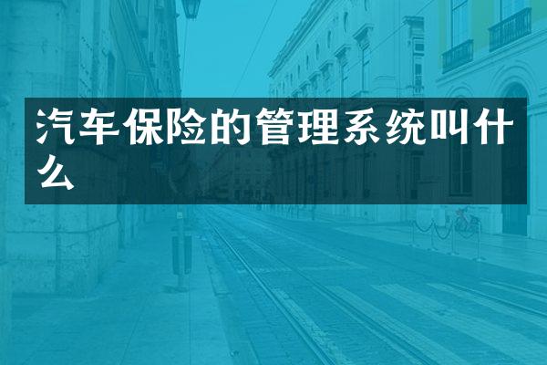 汽车保险的管理系统叫什么