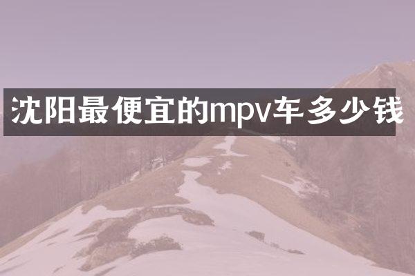沈阳的mpv车多少钱