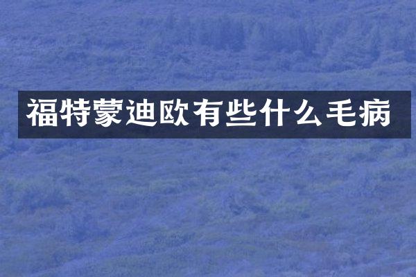 福特蒙迪欧有些什么毛病