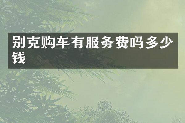 别克购车有服务费吗多少钱