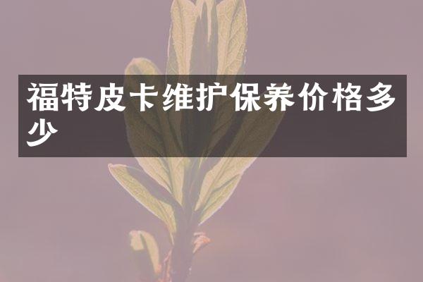 福特皮卡维护保养价格多少