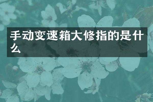 手动变速箱大修指的是什么