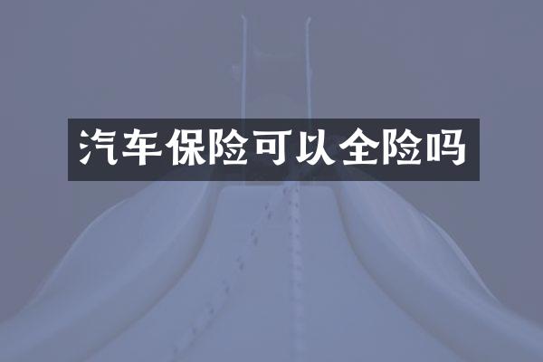 汽车保险可以全险吗