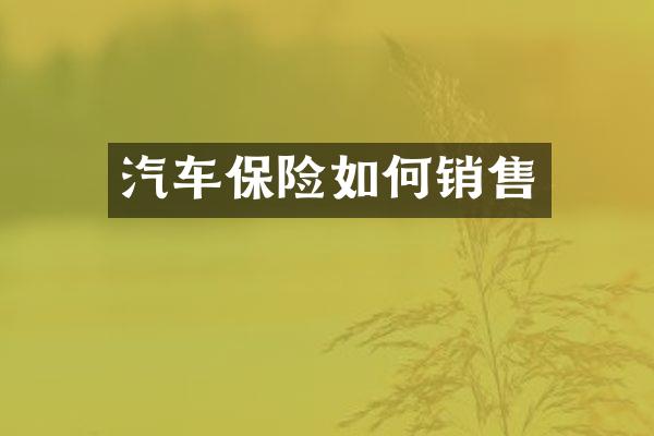 汽车保险如何销售
