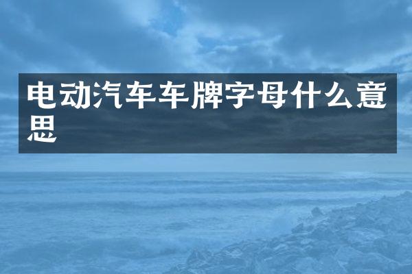 电动汽车车牌字母什么意思