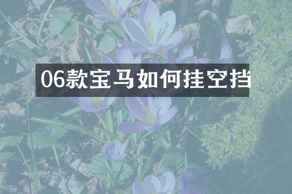 06款宝马如何挂空挡