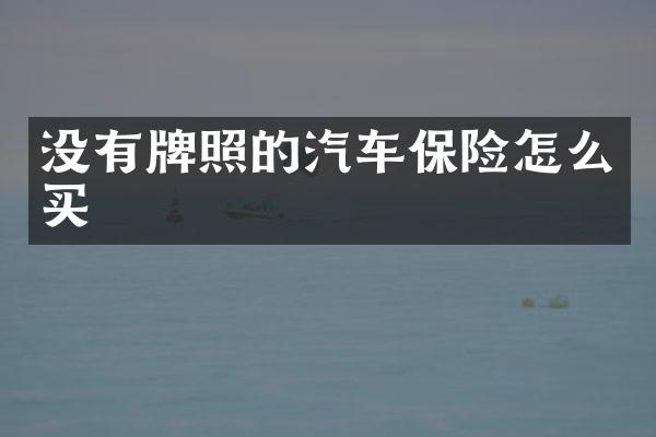 没有牌照的汽车保险怎么买
