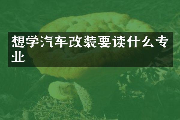 想学汽车改装要读什么专业