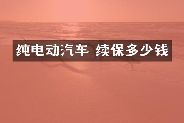 纯电动汽车 续保多少钱