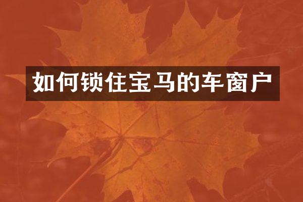 如何锁住宝马的车窗户