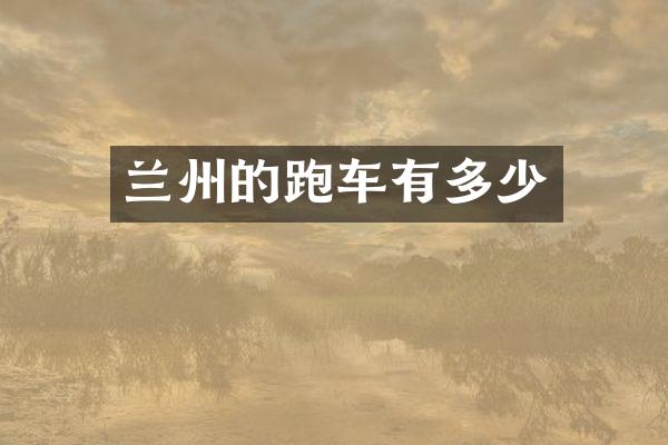 兰州的跑车有多少
