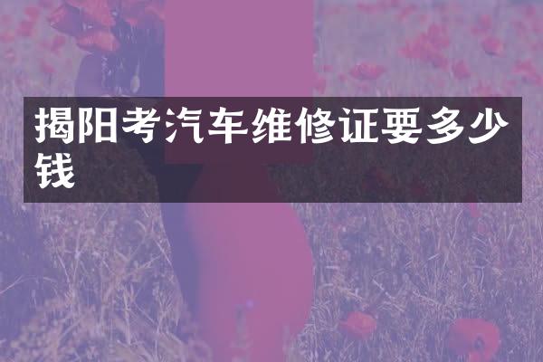 揭阳考汽车维修证要多少钱