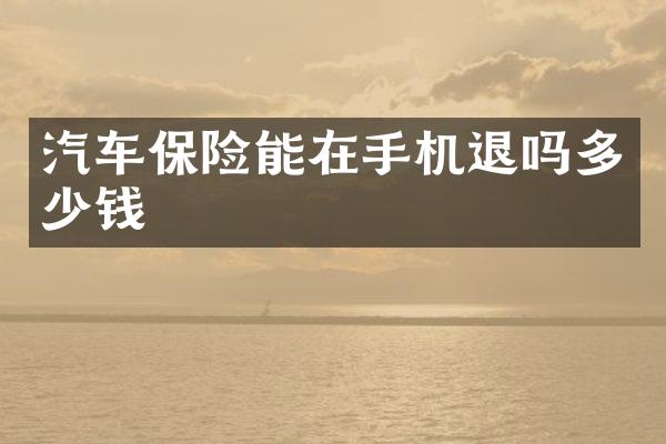 汽车保险能在手机退吗多少钱