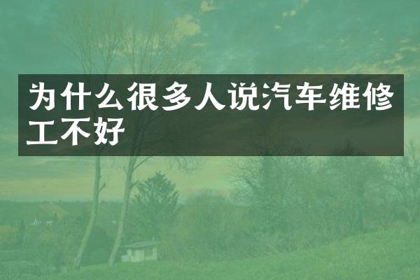 为什么很多人说汽车维修工不好