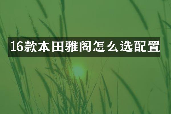 16款本田雅阁怎么选配置