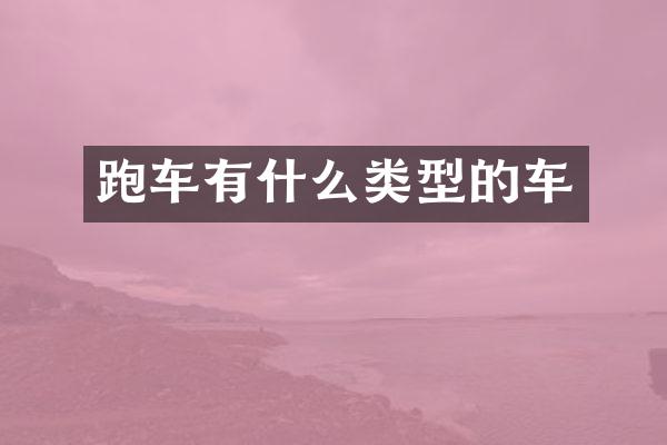 跑车有什么类型的车