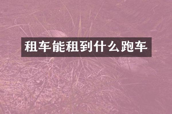 租车能租到什么跑车