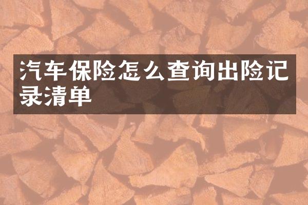 汽车保险怎么查询出险记录清单