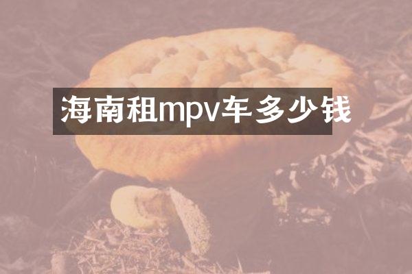 海南租mpv车多少钱