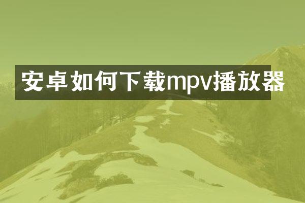 安卓如何下载mpv播放器