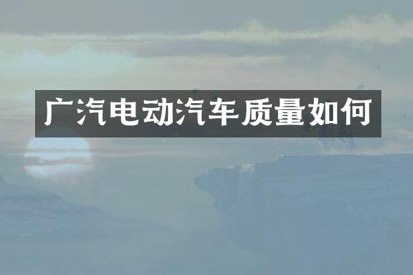 广汽电动汽车质量如何