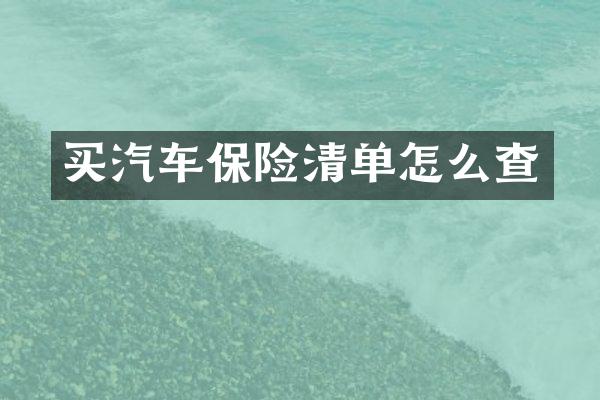 买汽车保险清单怎么查