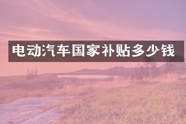 电动汽车国家补贴多少钱