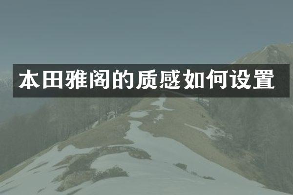 本田雅阁的质感如何设置