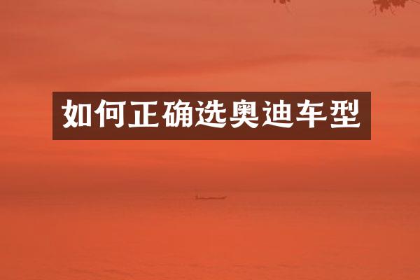 如何正确选奥迪车型