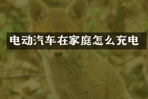 电动汽车在家庭怎么充电