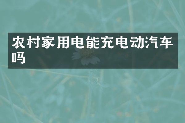 农村家用电能充电动汽车吗