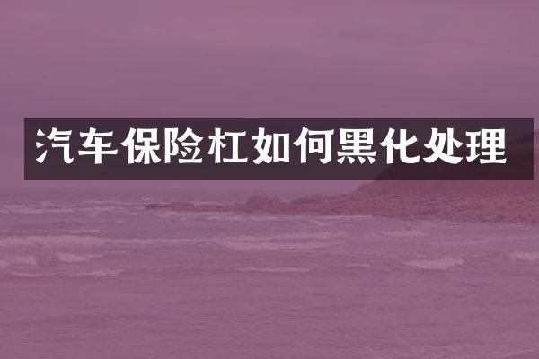 汽车保险杠如何黑化处理
