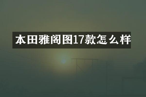 本田雅阁图17款怎么样
