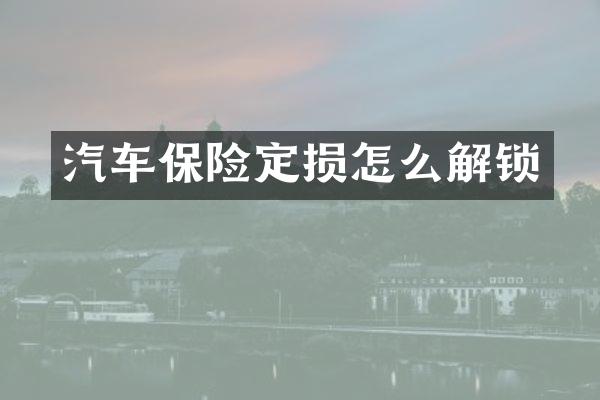 汽车保险定损怎么解锁