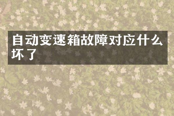 自动变速箱故障对应什么坏了