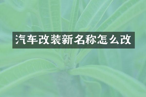 汽车改装新名称怎么改