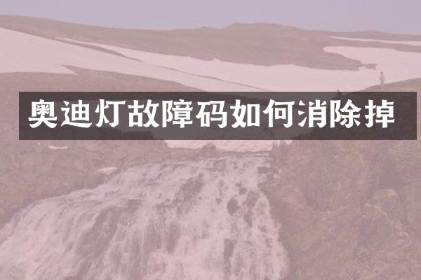 奥迪灯故障码如何消除掉