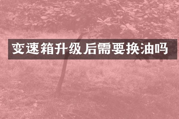 变速箱升级后需要换油吗