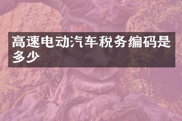 高速电动汽车税务编码是多少