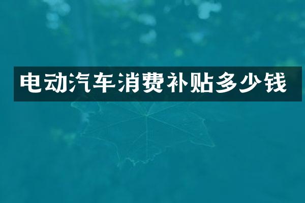 电动汽车消费补贴多少钱