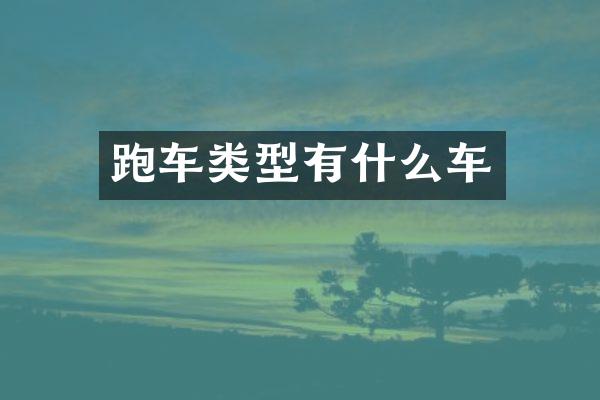 跑车类型有什么车