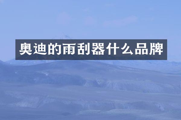 奥迪的雨刮器什么品牌