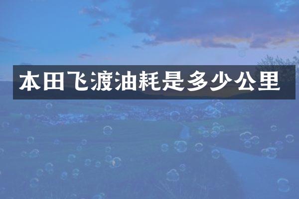 本田飞渡油耗是多少公里