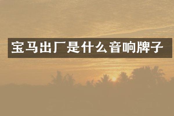 宝马出厂是什么音响牌子