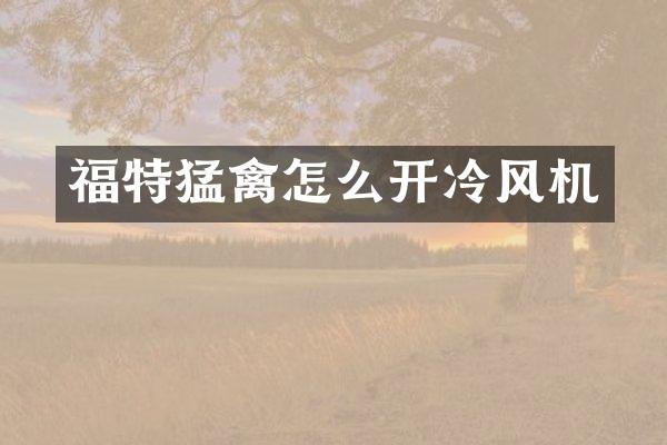 福特猛禽怎么开冷风机