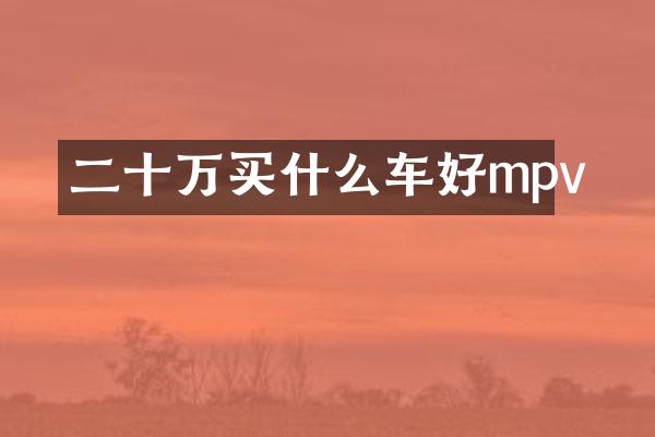 二十万车好mpv