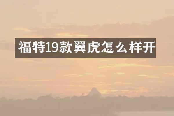 福特19款翼虎怎么样开