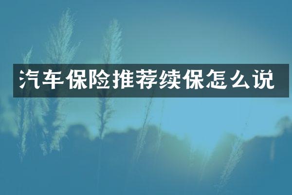 汽车保险推荐续保怎么说