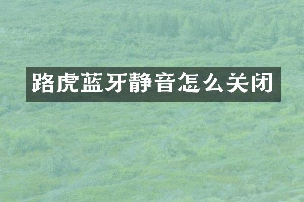 路虎蓝牙静音怎么关闭