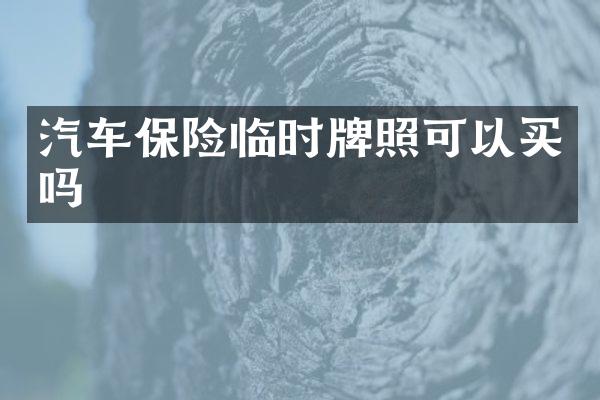 汽车保险临时牌照可以买吗